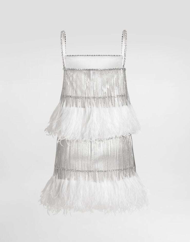 Dolce & Gabbana Satin dress with feathers Crystal F60FHZGDDI6