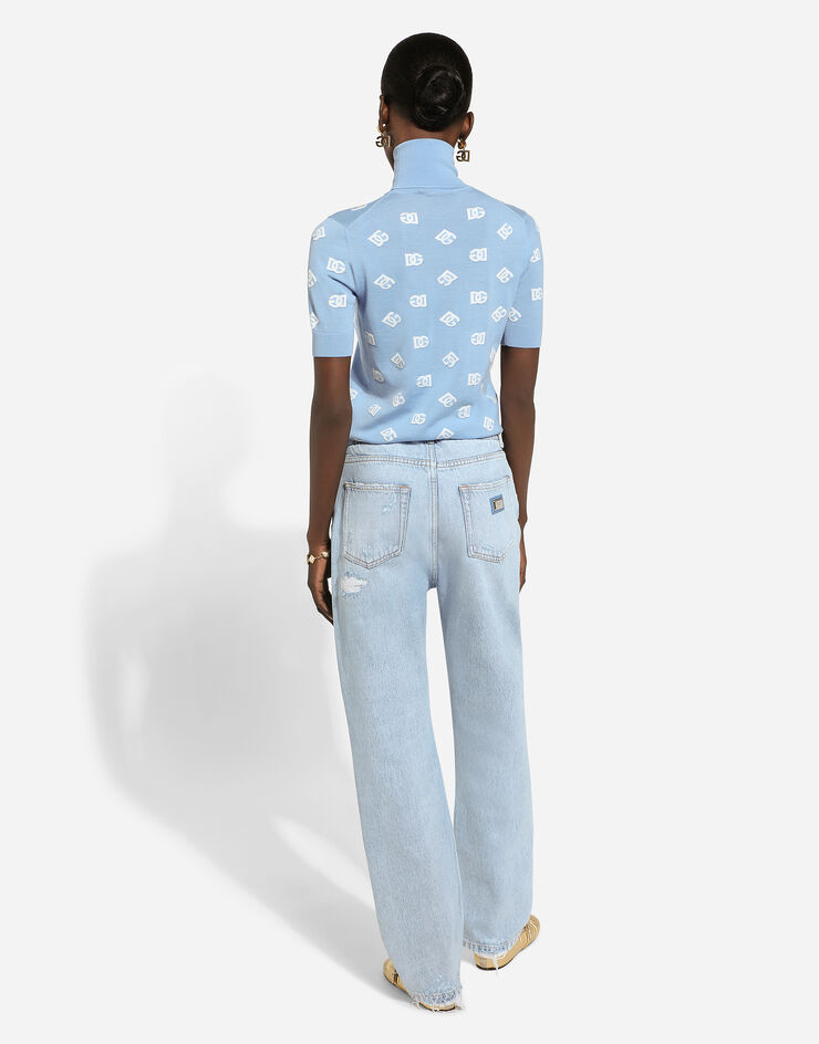 Dolce & Gabbana Cotton denim boyfriend jeans with rips Multicolor FTC7CDG8LV9