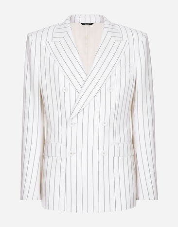 Dolce & Gabbana Double-breasted pinstripe Sicilia-fit jacket White GKAHMTFUTBT