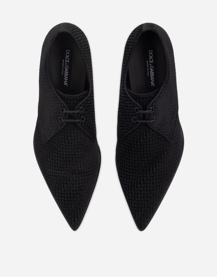 Dolce & Gabbana Velvet Derby shoes with all-over logo Black A10753AG291