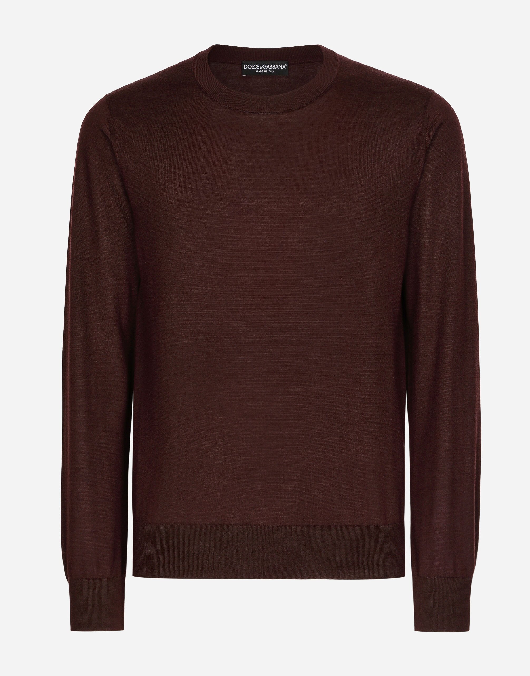 Dolce & Gabbana Extra-fine cashmere round-neck sweater Bordeaux GXO38TJCVC7