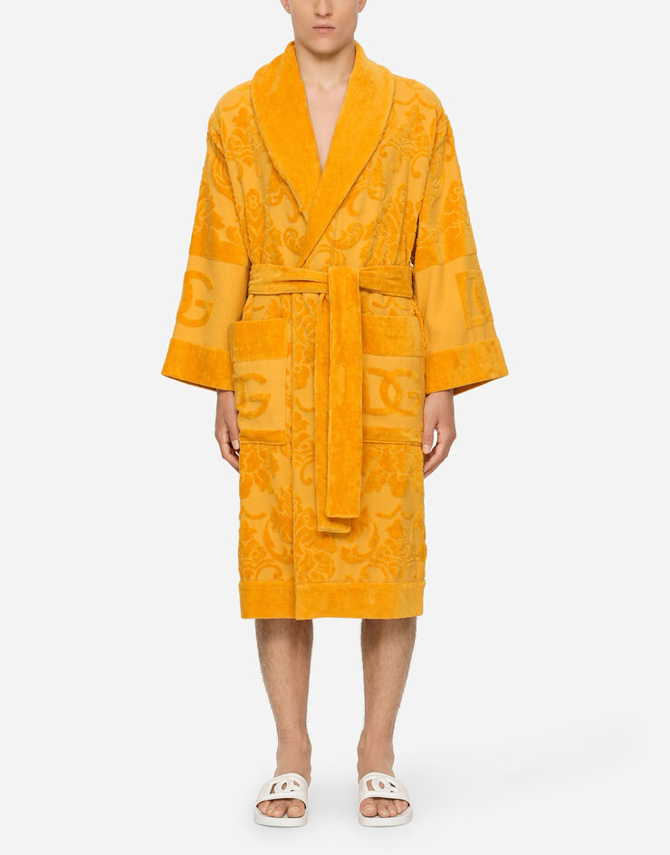 Dolce & Gabbana Bath Robe in Terry Cotton Jacquard Multicolor TCF009TCAGM