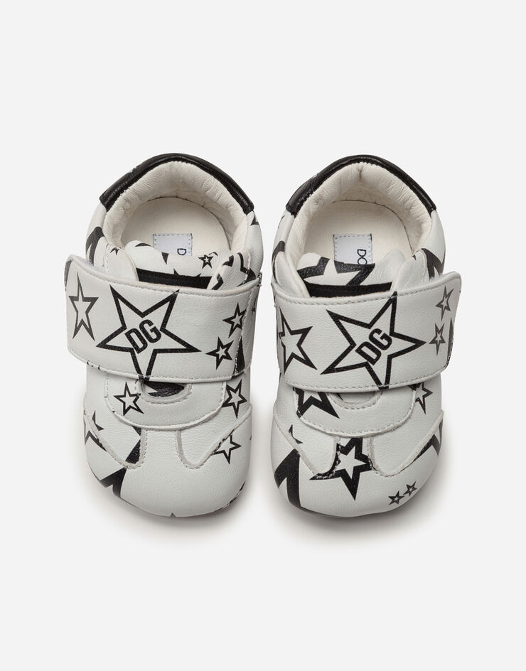 Dolce & Gabbana VELCRO SNEAKERS IN NAPPA LEATHER WITH STAR PRINT CREAM DK0111AU499