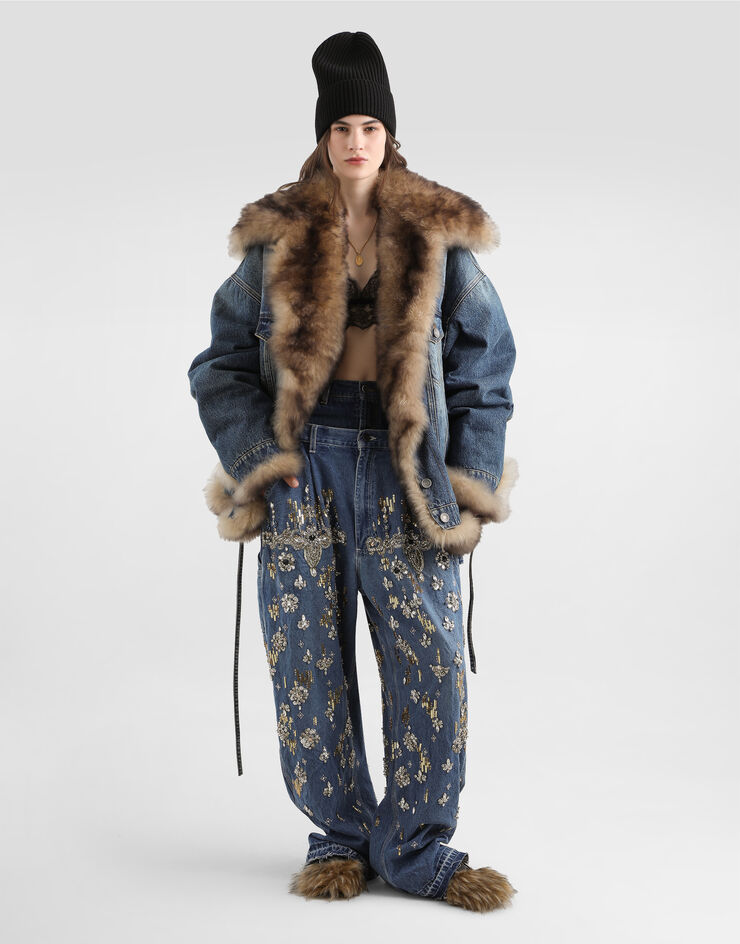 Dolce & Gabbana 5-pocket embroidered denim jeans Multicolor FTDF9ZG8OG1