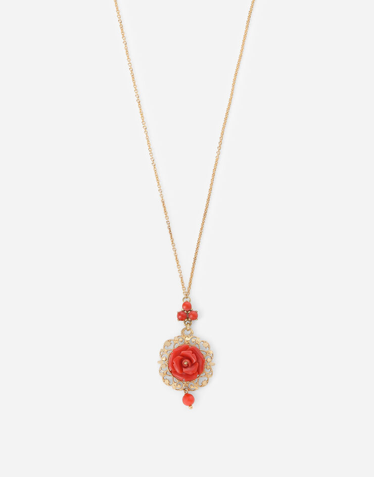 Dolce & Gabbana Pendentif Coral en or jaune 18 ct avec rose en corail Doré WAEM1GWCME1