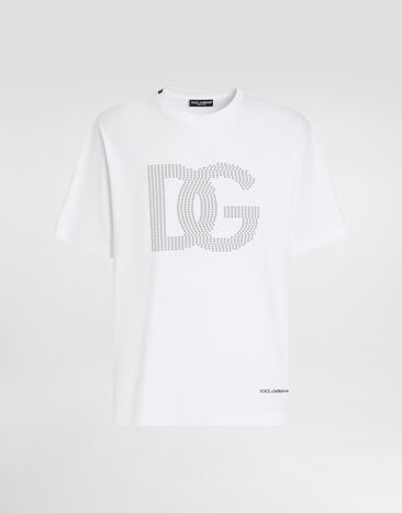 Dolce & Gabbana Camiseta de algodón con logotipo Blanco G8PN9TG7O4O