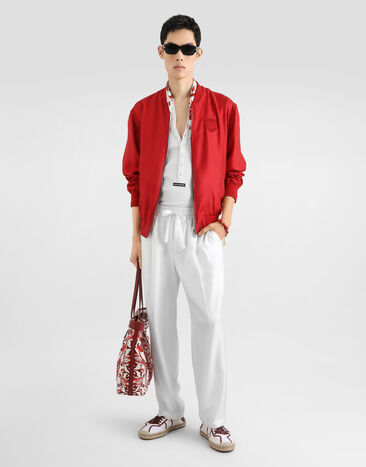Dolce & Gabbana シルク ツイル ボンバー ジャケット レッド G9BLMZFU1XB