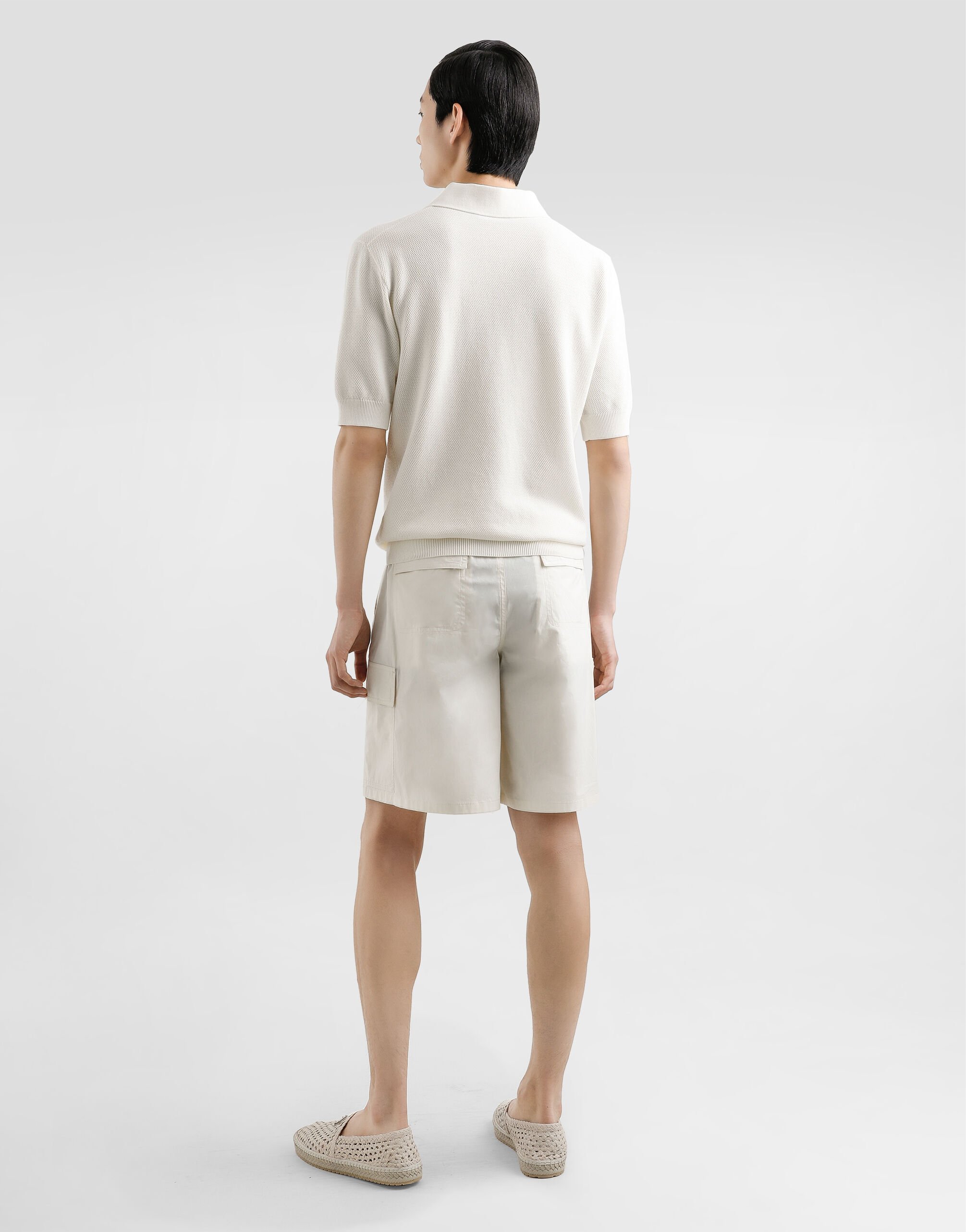 Cotton polo-shirt with logo tag in White for Men