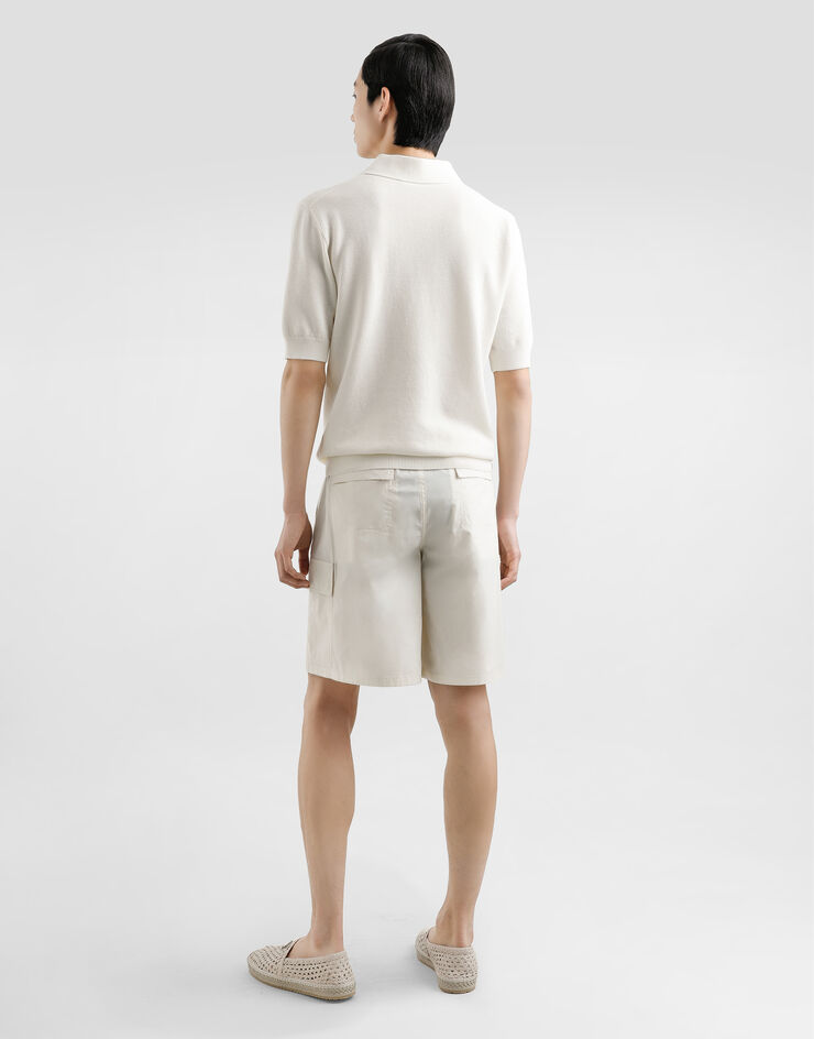 Dolce & Gabbana Polo in cotone con placca con logo Bianco GXZ02TJBCF5
