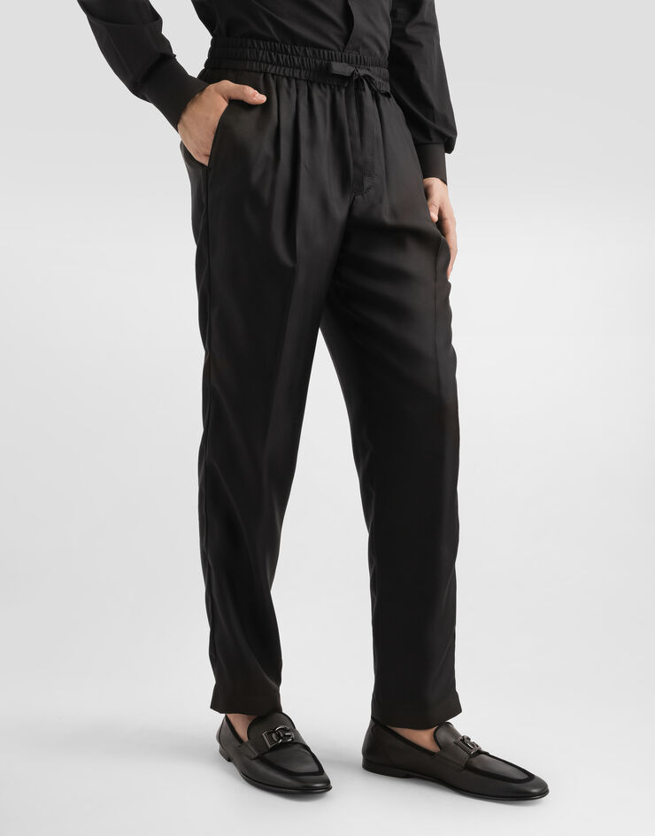 Dolce & Gabbana Silk twill jogging trousers Black GP12QTFU10S