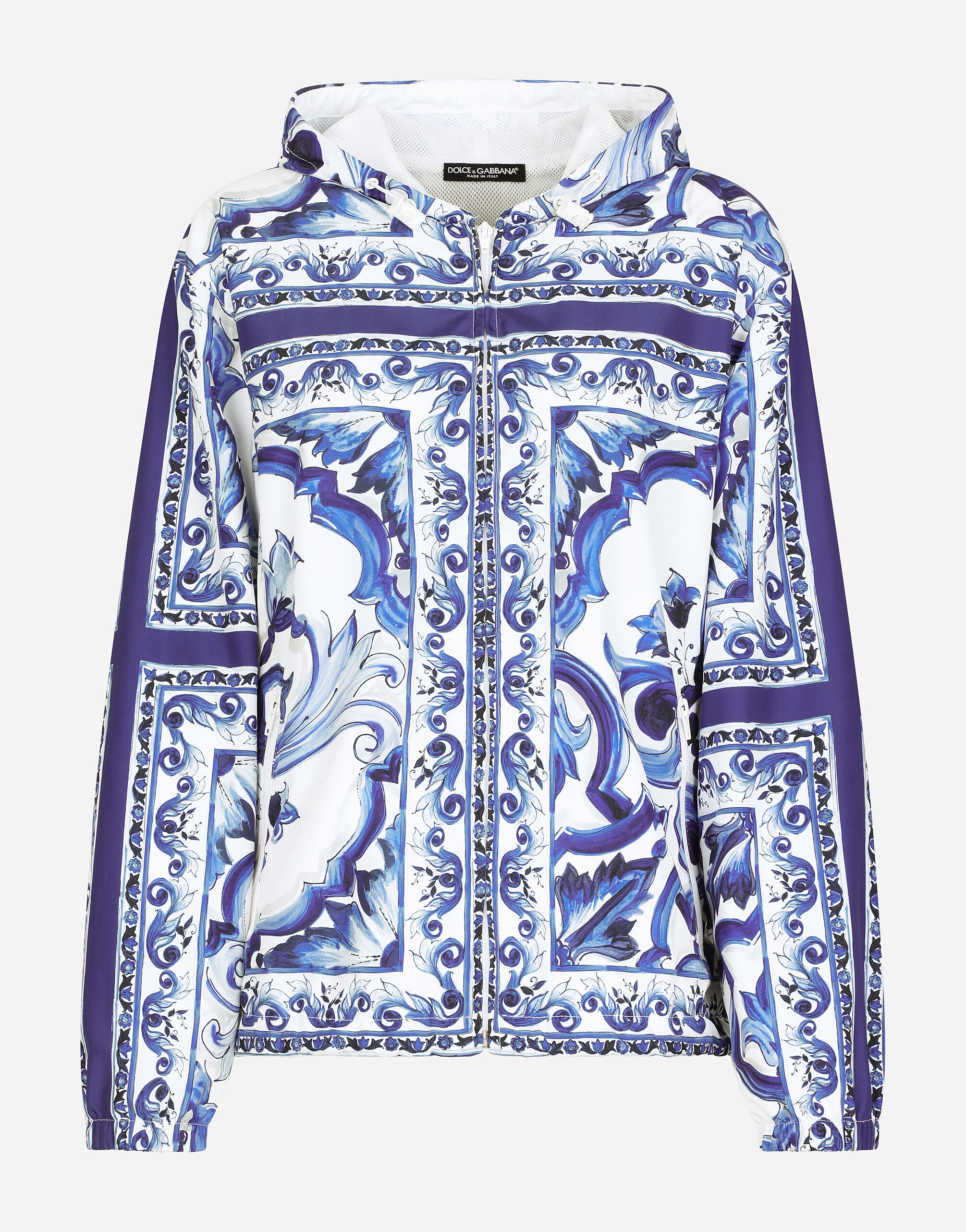 Dolce & Gabbana Majolica-print windbreaker with hood Print F0W1YTFSTBJ