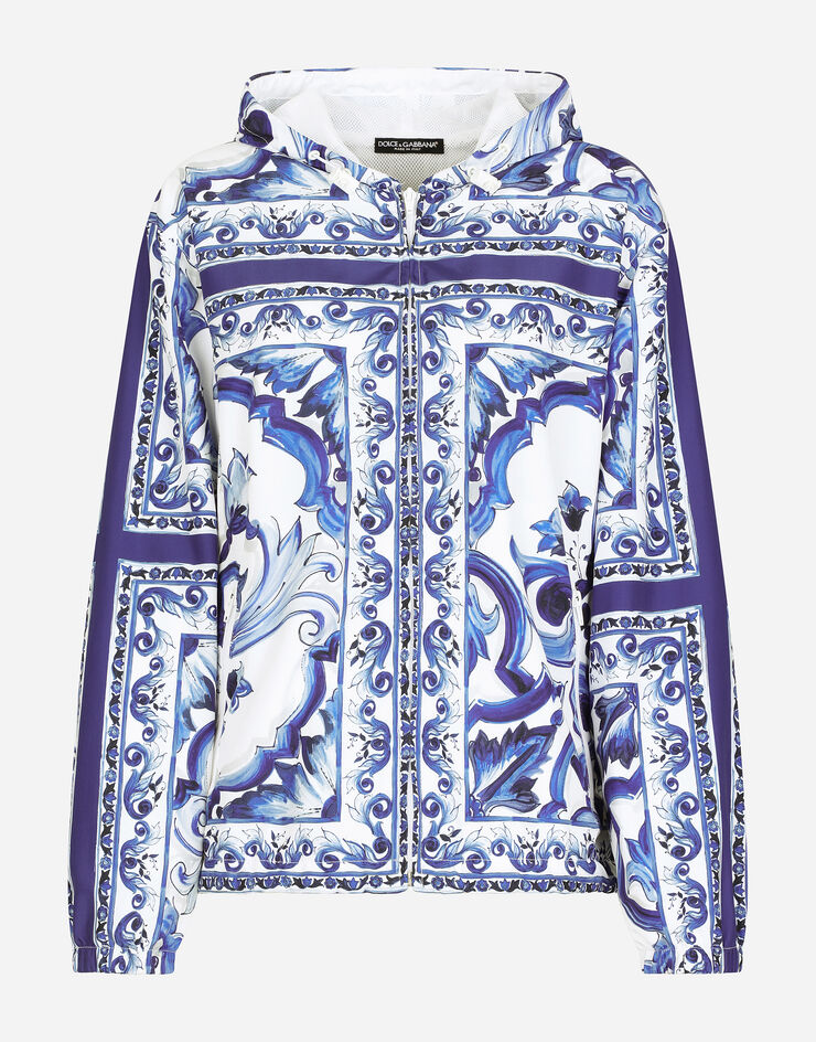 Dolce & Gabbana Windjacke Majolika-Print mit Kapuze Mehrfarbig F9O18TGDAZW