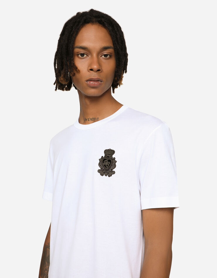 Dolce & Gabbana Cotton t-shirt with heraldic patch White G8KBAZG7VKV