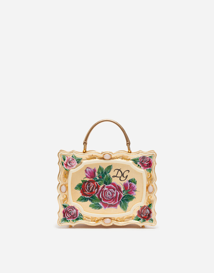 Dolce & Gabbana Dolce Box bag in golden hand-painted wood Multicolor BB5970AZ399