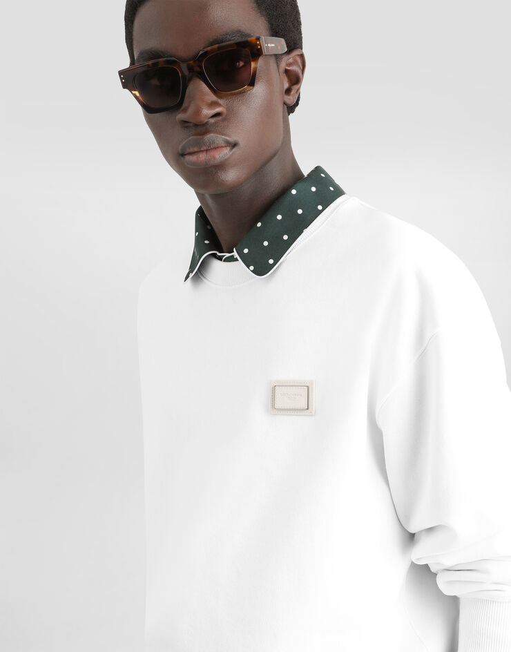 Dolce & Gabbana Jersey sweatshirt with logo plate Dolce & Gabbana Jersey sweatshirt with logo plate White G9AHSTG7Q2O