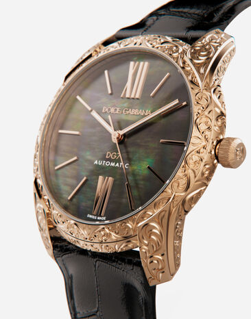 Dolce & Gabbana DG7 Gattopardo rose gold watch with black mother of pearl Black WWJE1GWSB03