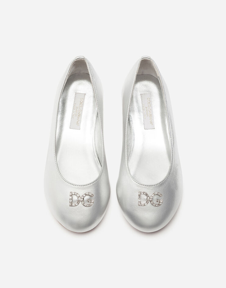Dolce & Gabbana Foiled nappa leather ballet flats Silver D10510A6C66