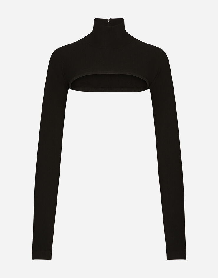 Dolce & Gabbana KIM DOLCE&GABBANA Viscose turtle-neck shrug Black FXK97TJFMB6