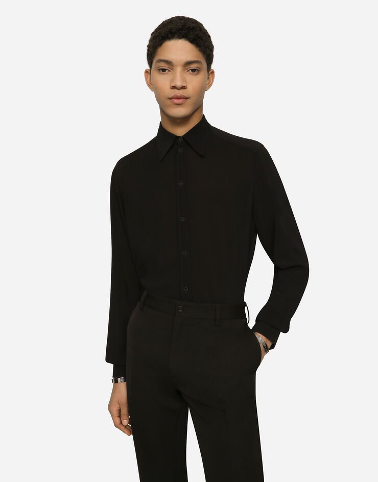 Dolce&Gabbana Camicia martini in charmeuse stretch Nero G5IX8TFURG4