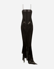 Dolce&Gabbana Strapless lace patchwork dress Black F6DIBTGDB2M