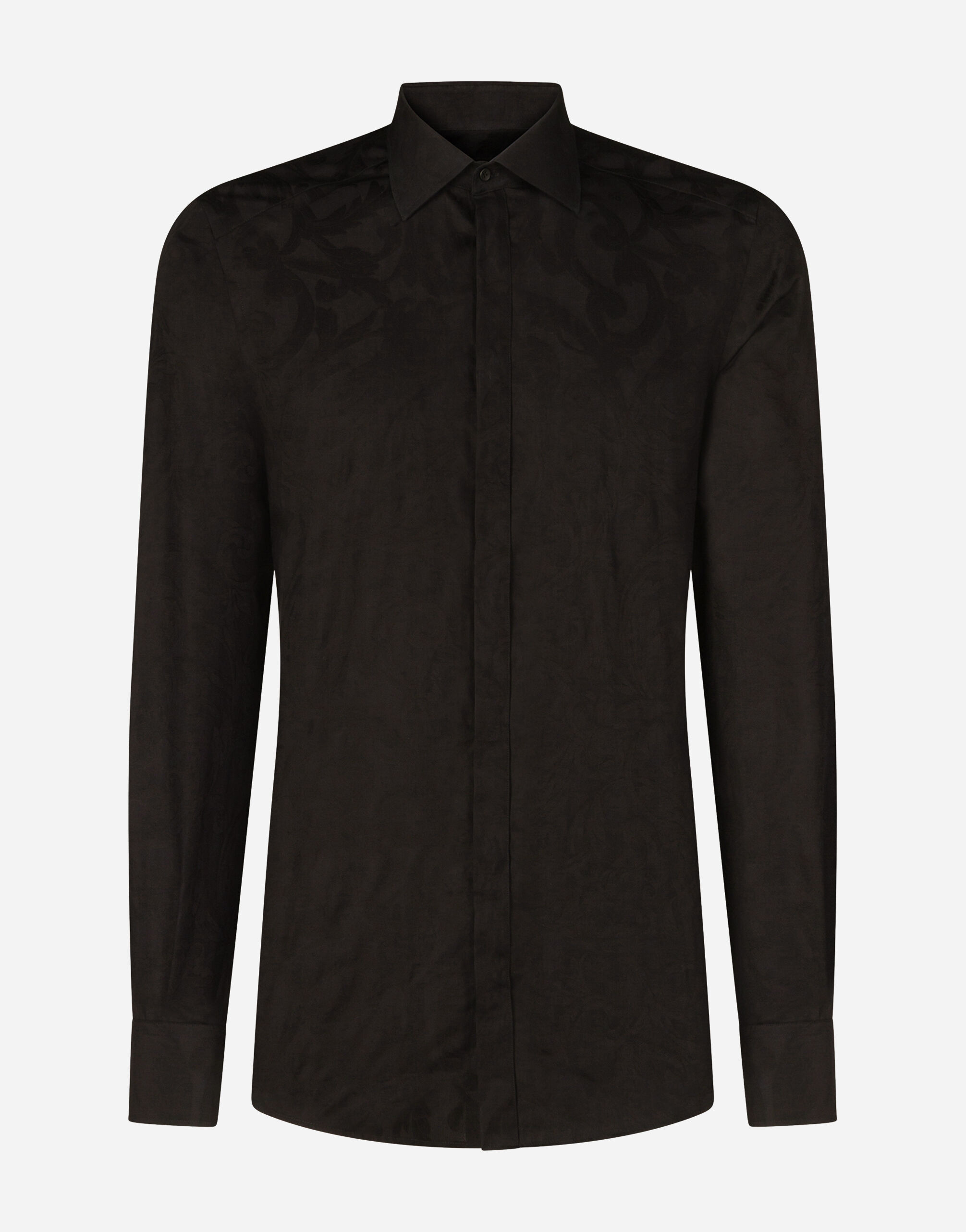 Cotton jacquard gold shirt in BLACK for Men Dolce Gabbana US