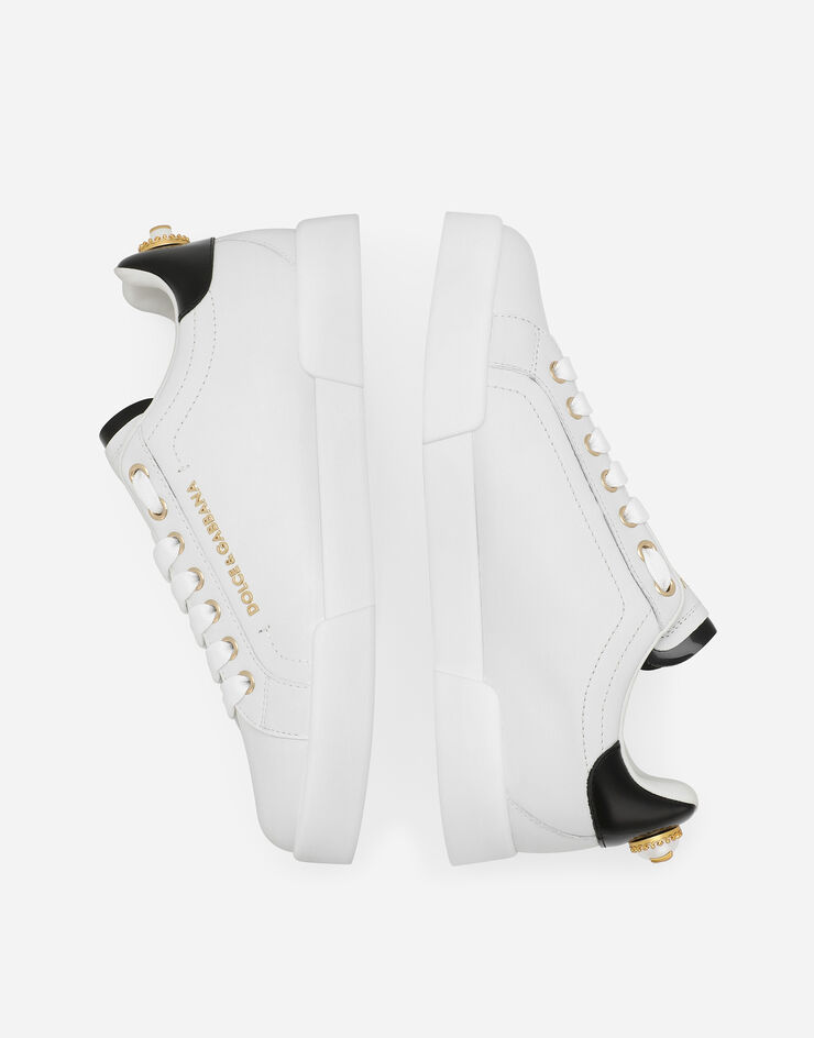 Dolce & Gabbana Portofino sneakers aus kalbsnappaleder mit lettering Weiss CK2329AH506