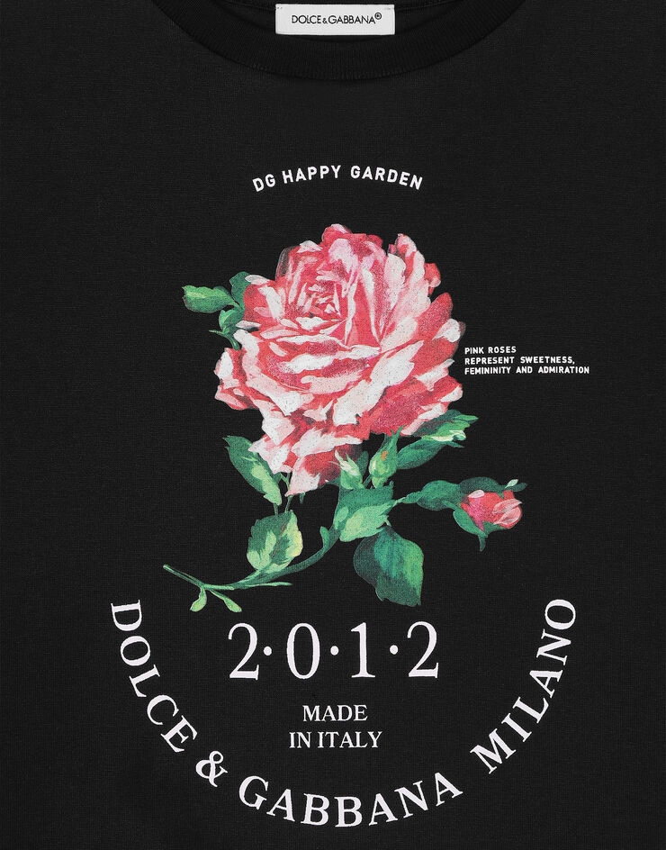 Dolce & Gabbana Camiseta de punto con logotipo Dolce&Gabbana y rosa Negro L5JTNMG7N0U