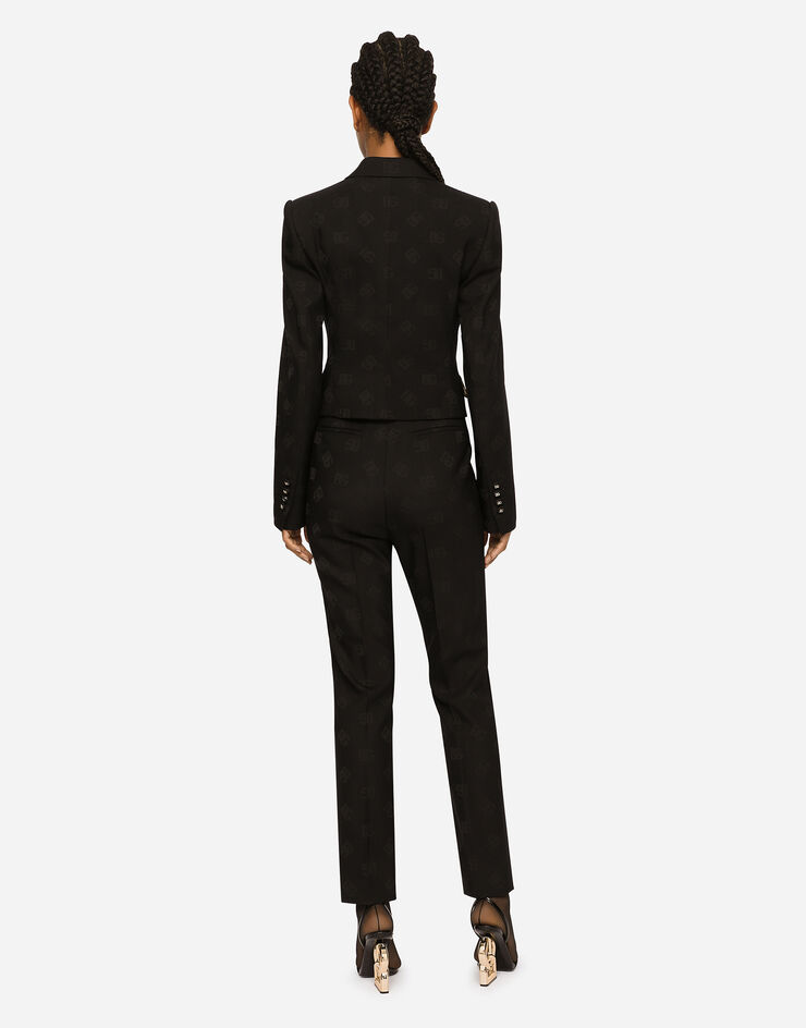 Dolce & Gabbana Wool jacquard Spencer jacket with all-over DG logo Black F29UATFJBAK