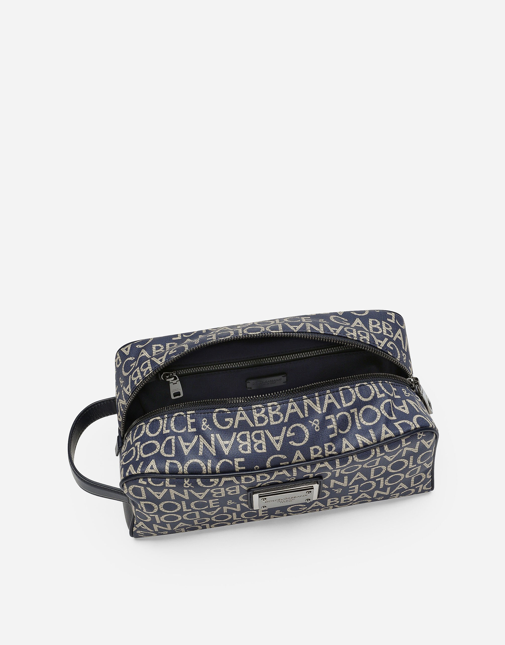 Coated jacquard toiletry bag in Blue for Men Dolce Gabbana