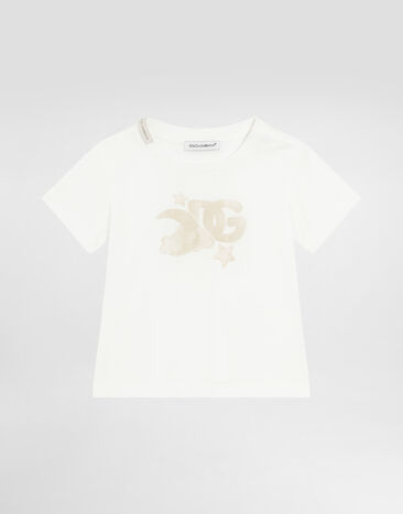 Dolce & Gabbana Jersey T-shirt with DG logo White L1JTIEG7N8T
