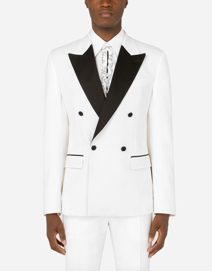 Dolce & Gabbana Double-breasted stretch wool Sicilia-fit tuxedo suit White GKHYMTFUBE7
