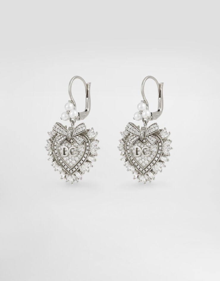 Dolce & Gabbana 18K 화이트 골드 & 다이아몬드 디보션 이어링 White WEND1KWWH01