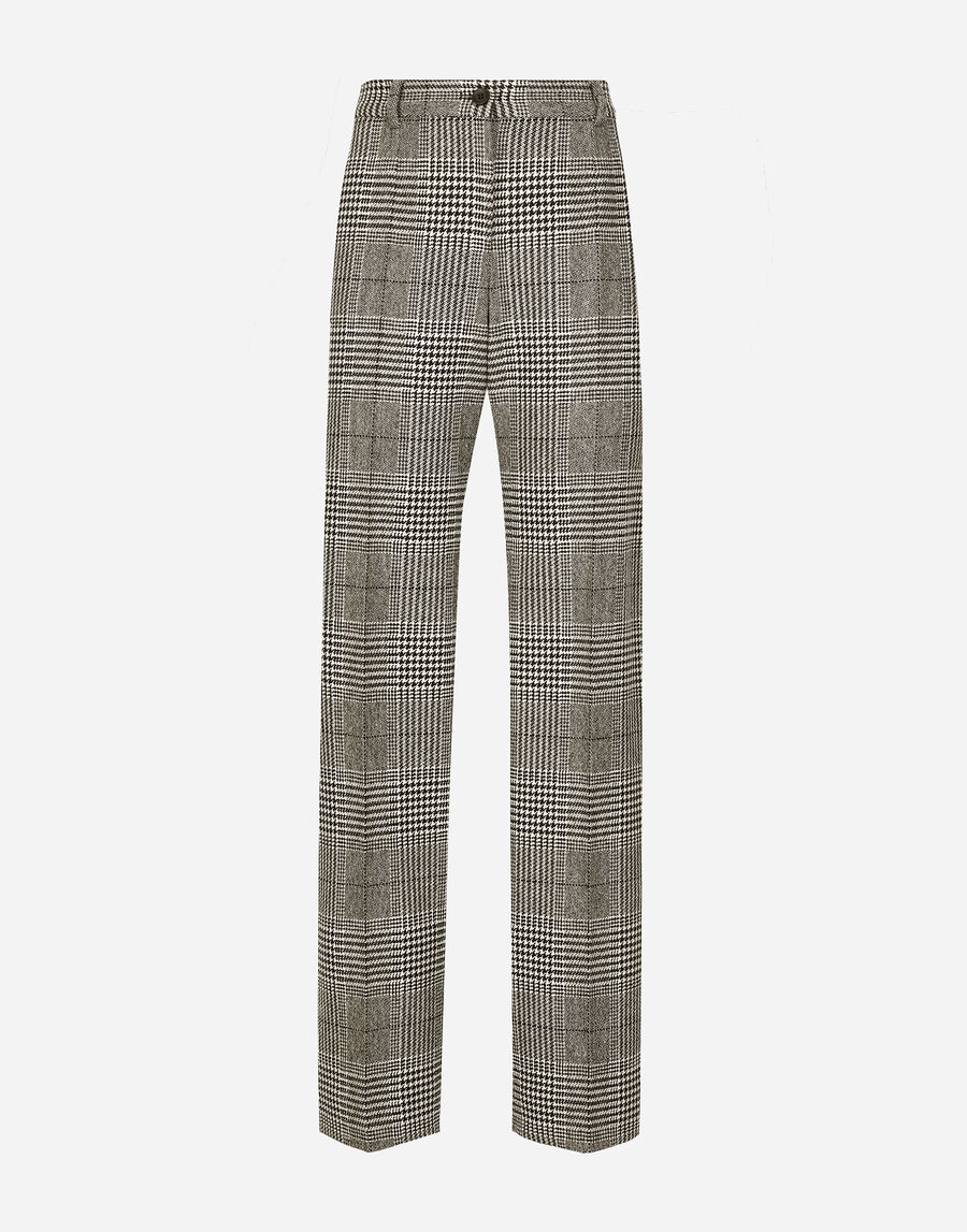 Flared glen plaid pants