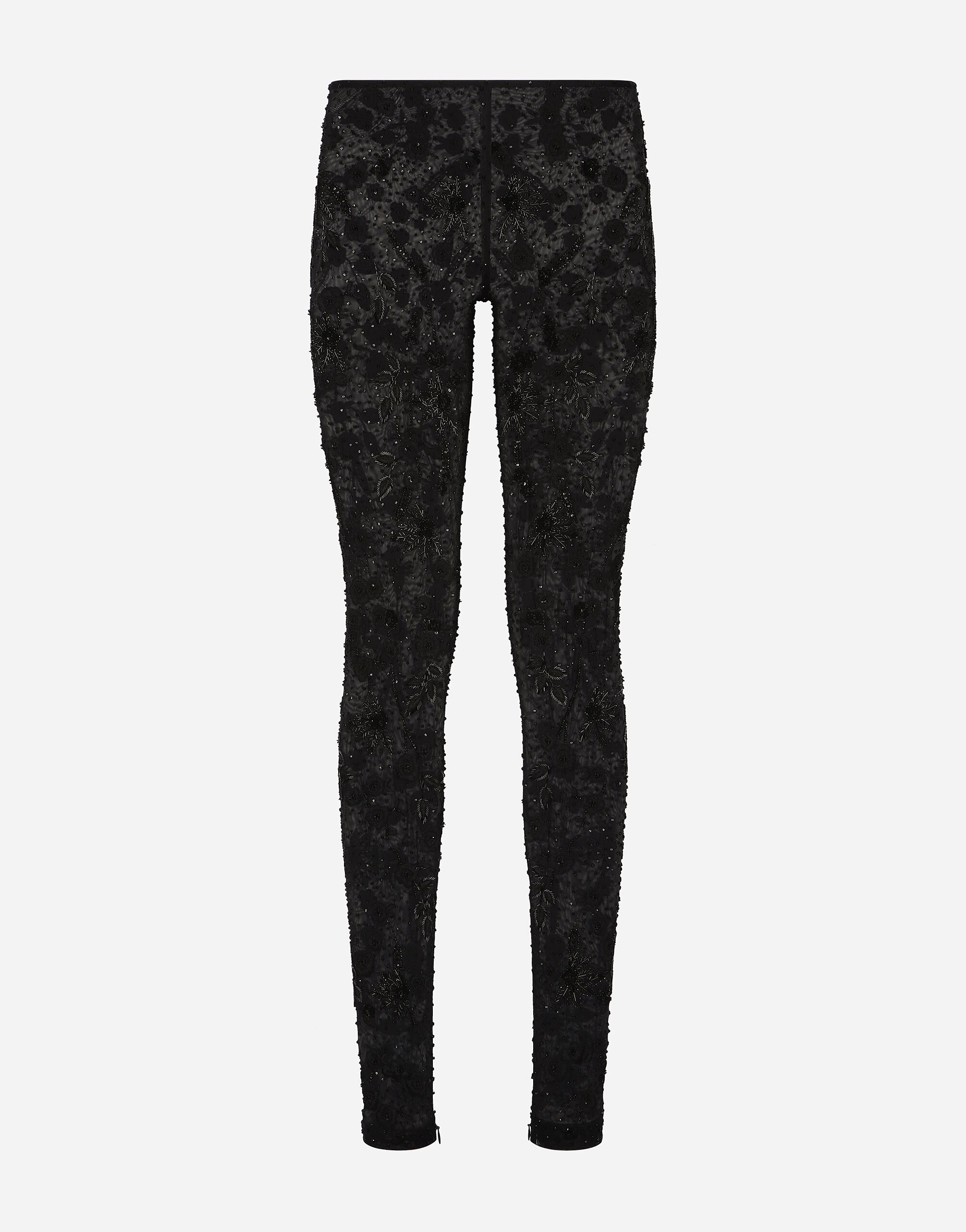 Dolce & Gabbana KIM DOLCE&GABBANA Tulle leggings with embroidery Black FX340ZJAIJ8