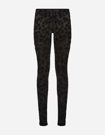 Dolce & Gabbana KIM DOLCE&GABBANA Tulle leggings with embroidery Black FX340ZJAIJ8