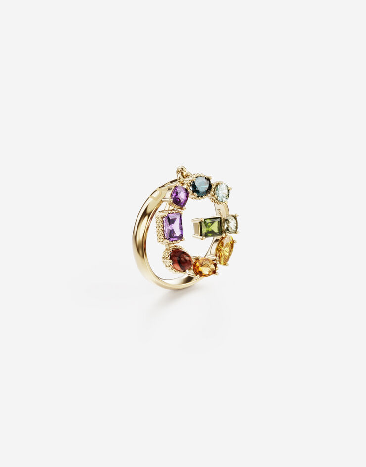 Dolce & Gabbana Rainbow alphabet G ring in yellow gold with multicolor fine gems Gold WRMR1GWMIXG