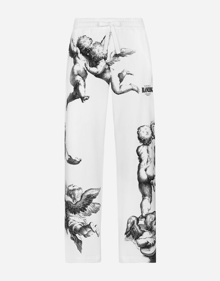Dolce & Gabbana Pantalone jogging in cotone stampa angeli BLANCO DOLCE&GABBANA Bianco I3AGSMII7AK
