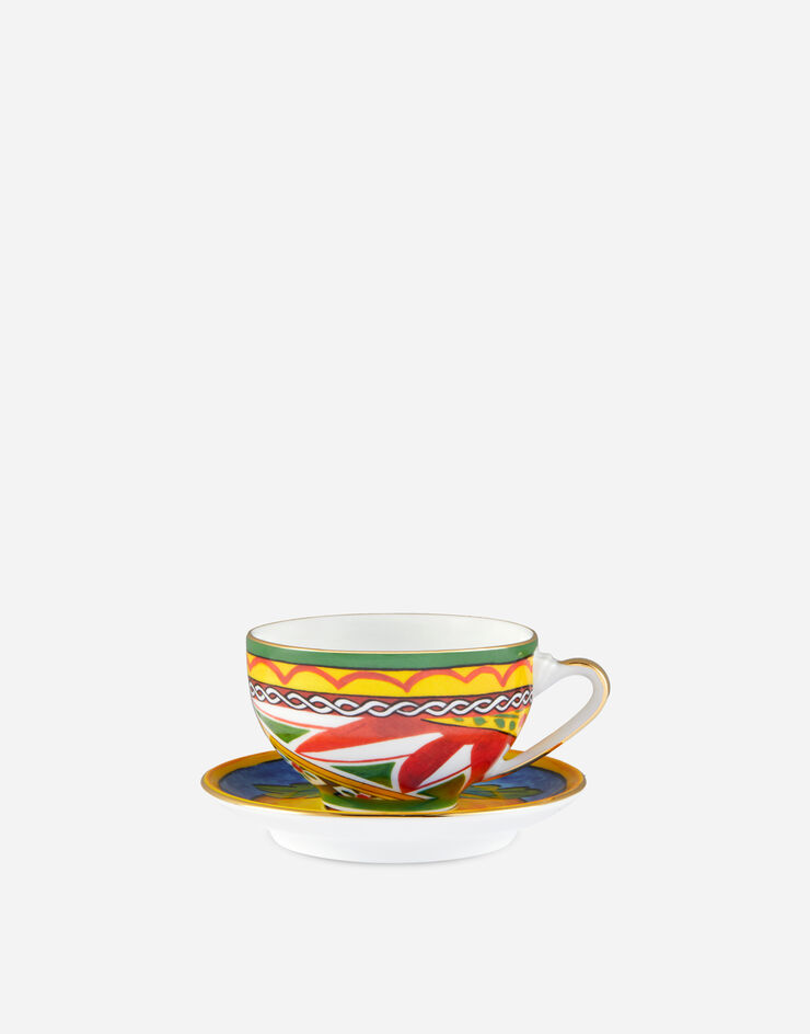 Dolce & Gabbana Tasse à Thé avec Soucoupe en Porcelaine Multicolore TC0102TCA16