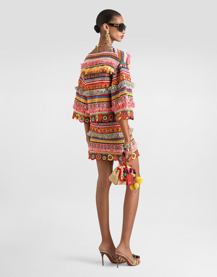 Dolce & Gabbana Short cotton skirt with embroidery Multicolor FXO47ZJGMHX