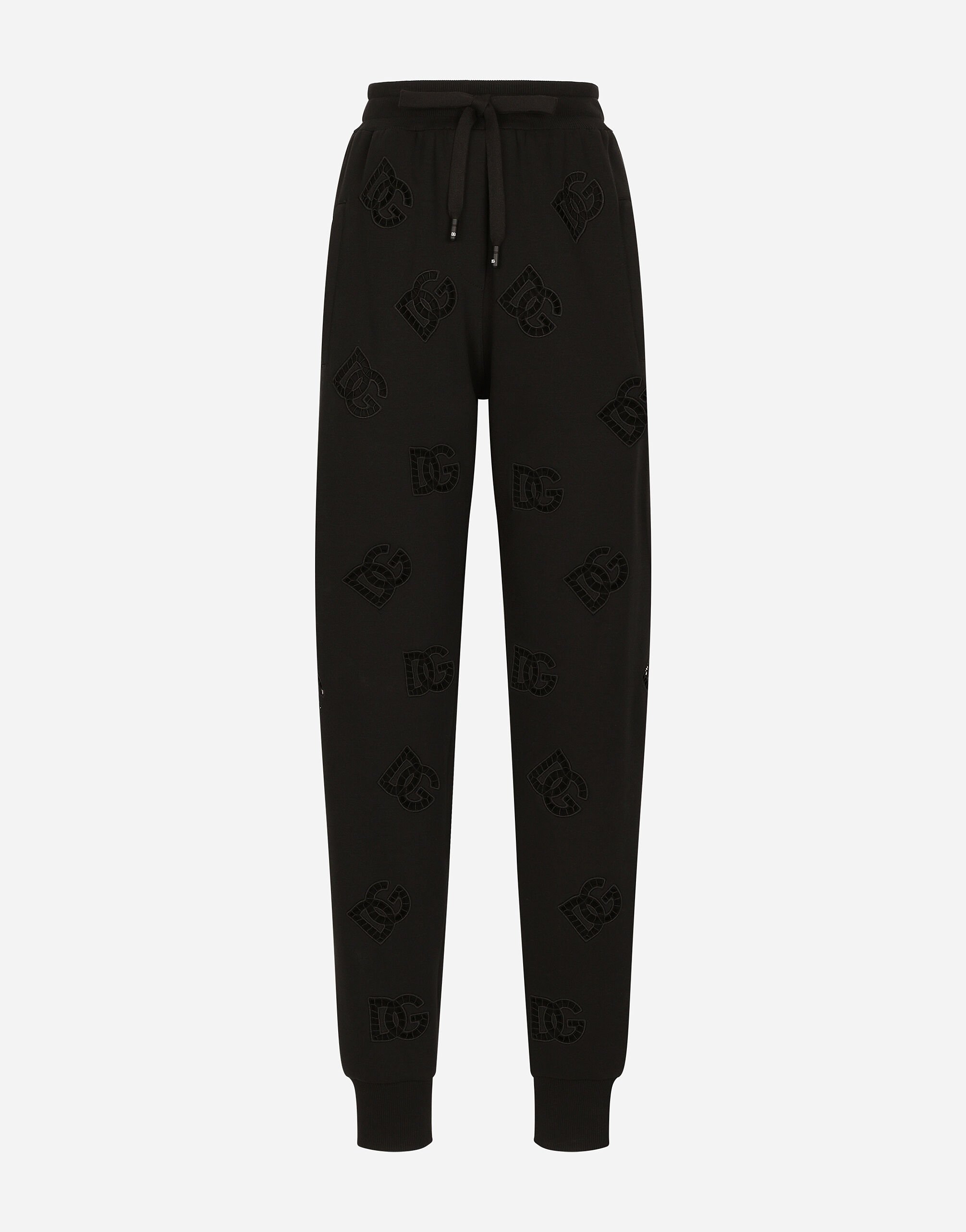 Dolce & Gabbana Jersey jogging pants with cut-out and DG logo Black FTAM0TFU28J