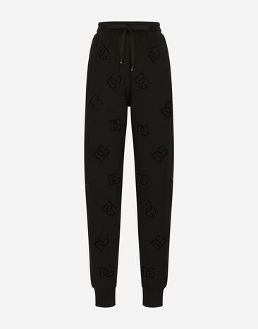 Dolce & Gabbana Jersey jogging pants with cut-out and DG logo Black FTAM0TFU28J