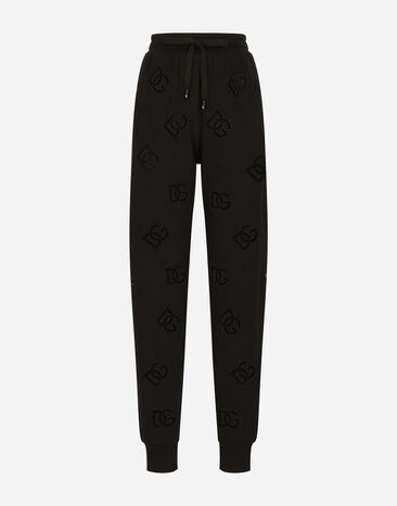 Dolce & Gabbana Jersey jogging pants with cut-out and DG logo Black FTCP7ZGDB9U