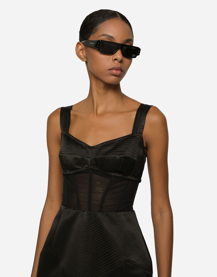 Dolce & Gabbana Short satin corset dress Black F6AUQTFUAB1