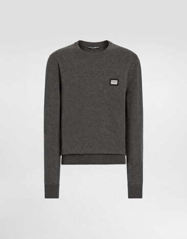 Dolce & Gabbana Wool round-neck sweater with branded tag Multicolor GKLOMTFRBC0