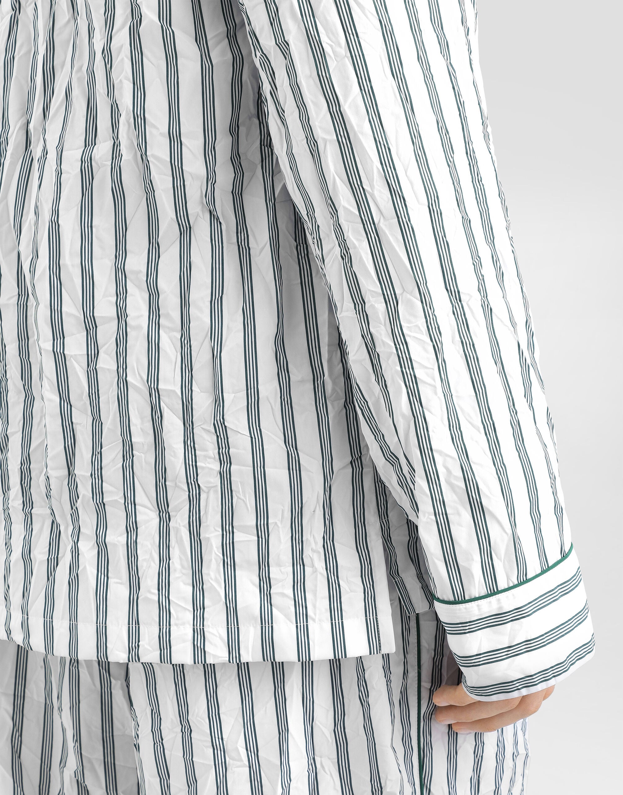 Crinkled striped poplin vanity robe in Multicolor for Men