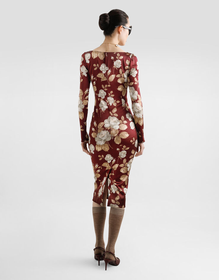 Dolce & Gabbana Vintage rose-print satin dress Print F6TYGTFSIB8