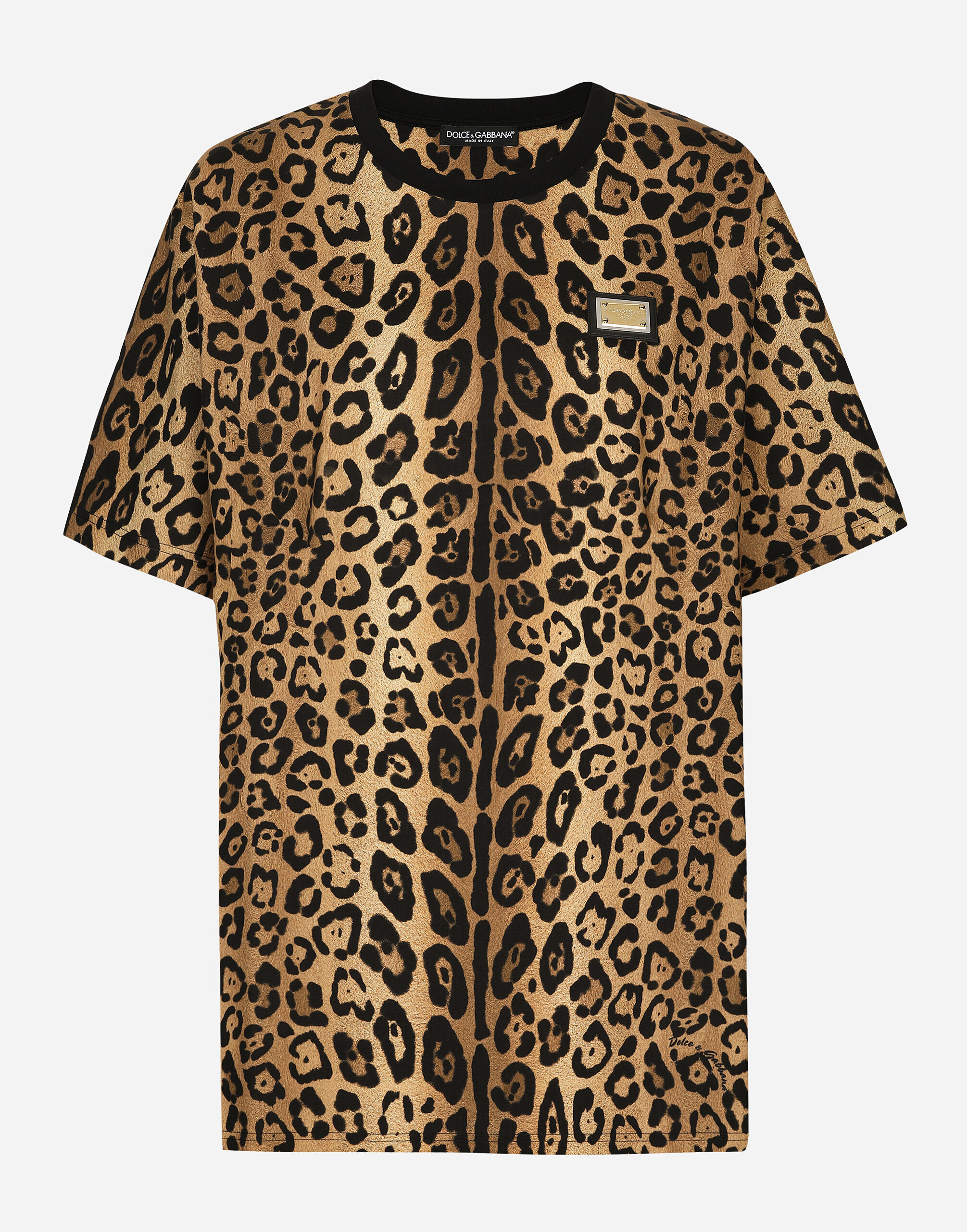 Dolce & Gabbana Short-sleeved leopard-print jersey T-shirt Multicolor I7AAJWG7BPT