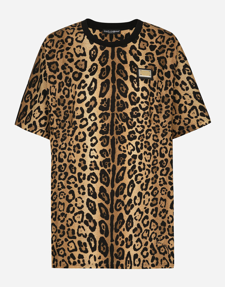 Dolce & Gabbana Short-sleeved leopard-print jersey T-shirt Multicolor I8ABWWG7BPW