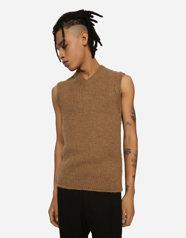 Dolce&Gabbana Wool and alpaca knit vest Multicolor GXR35TJFMO8