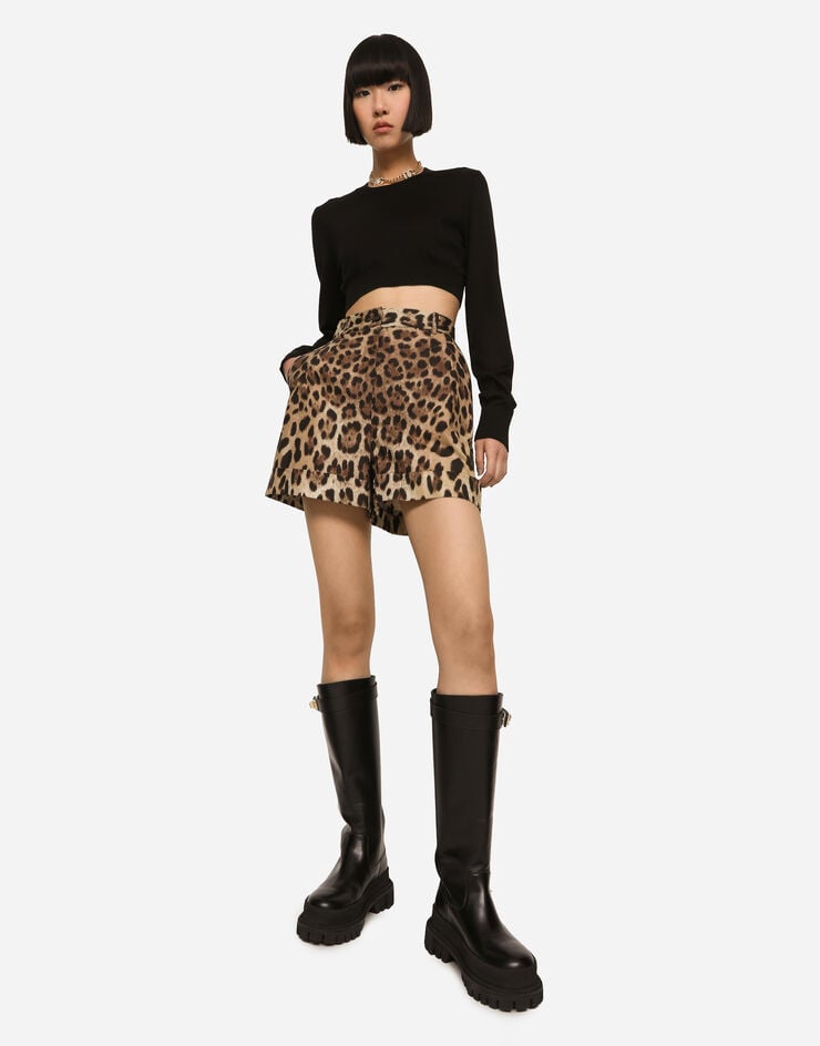 Dolce & Gabbana 豹纹印花府绸短裤 多色 FTASXTHS5E3